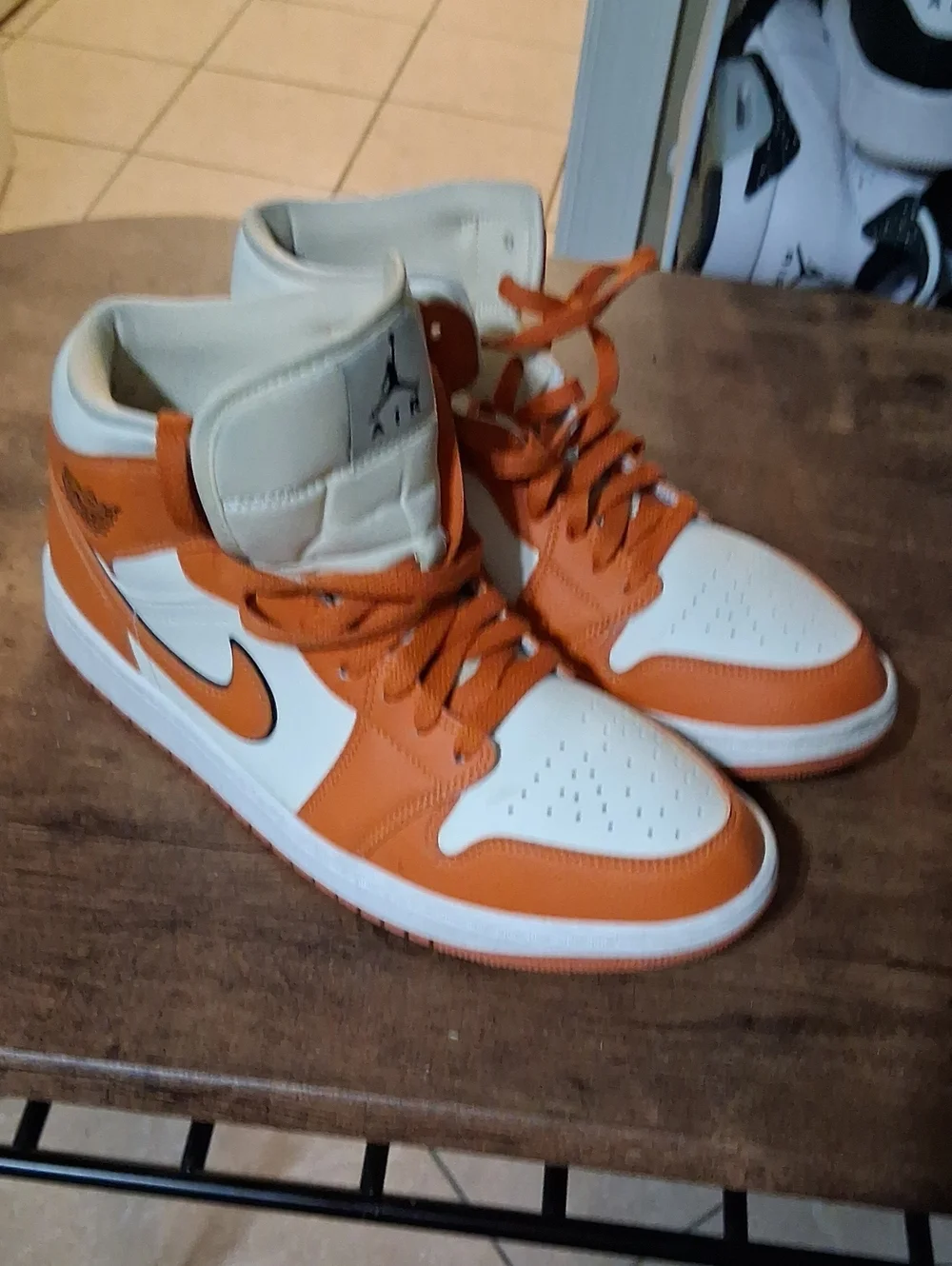 Jordan High-Top Sneakers in Orange and White